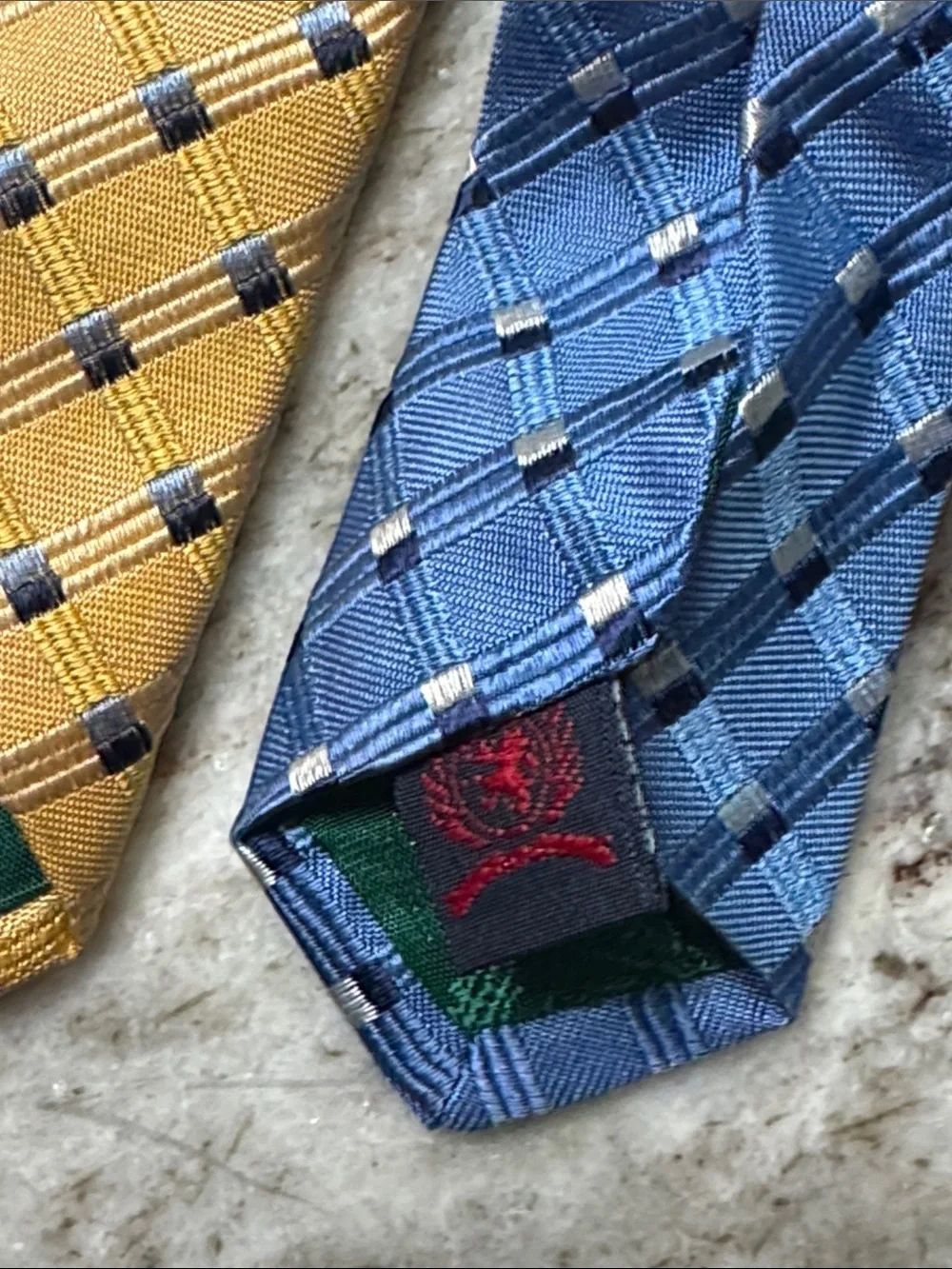 Tommy Hilfiger Yellow Gold Plaid Silk Tie